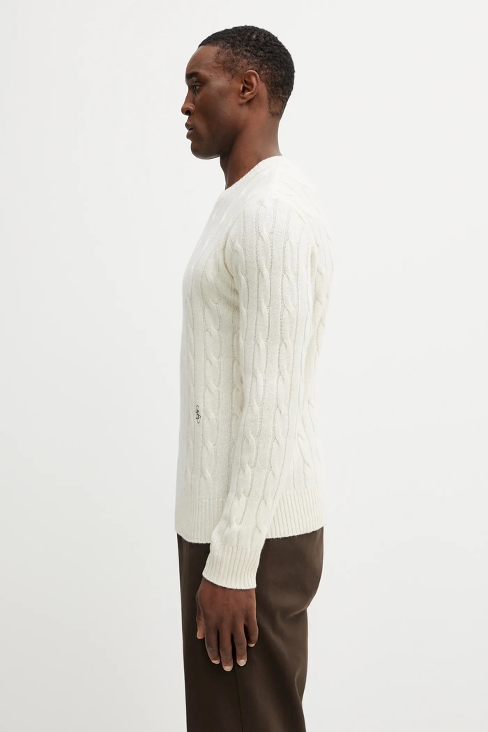 Sporty & Rich maglione in lana SRC Cableknit Cashmere WS08765302WH37 beige AW25