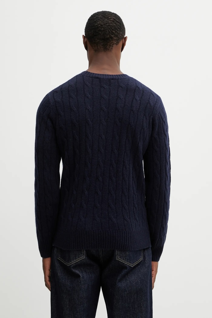 Ρούχα Μάλλινο πουλόβερ Sporty & Rich SRC Cableknit Cashmere WS08765302BL106 σκούρο μπλε