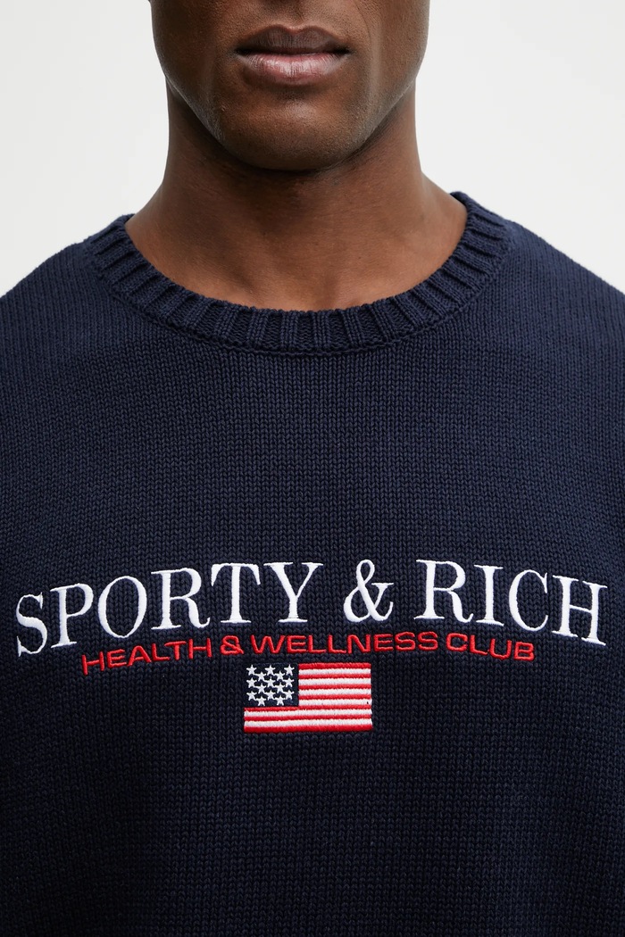Bavlnený sveter Sporty & Rich S&R Nautical Cotton tmavomodrá WS08663177BL106