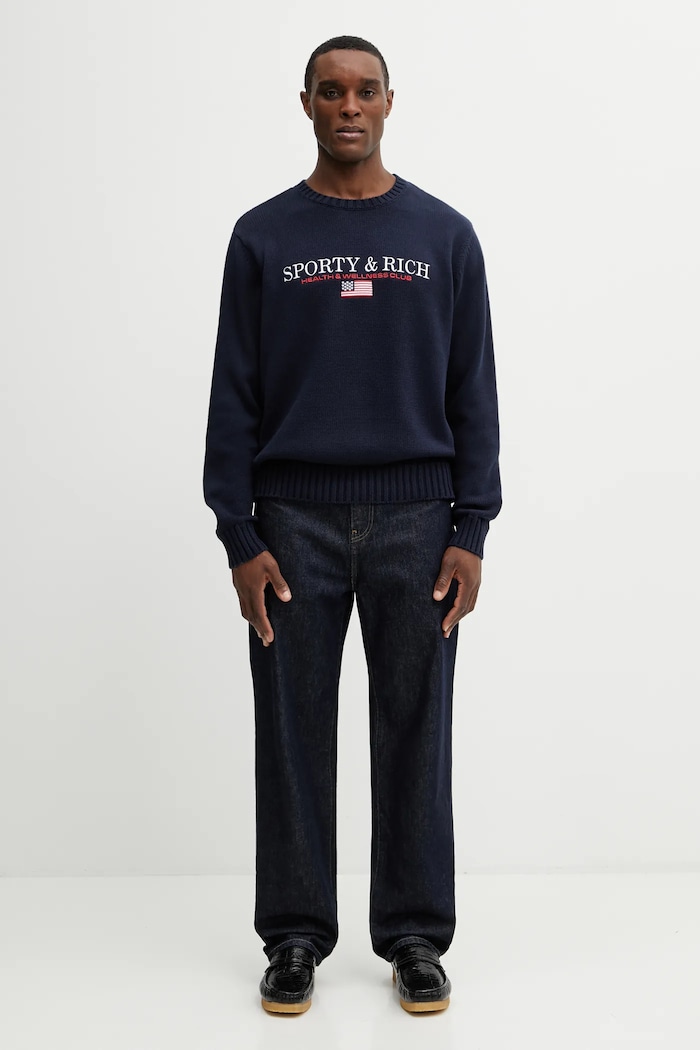 Bavlnený sveter Sporty & Rich S&R Nautical Cotton WS08663177BL106 tmavomodrá