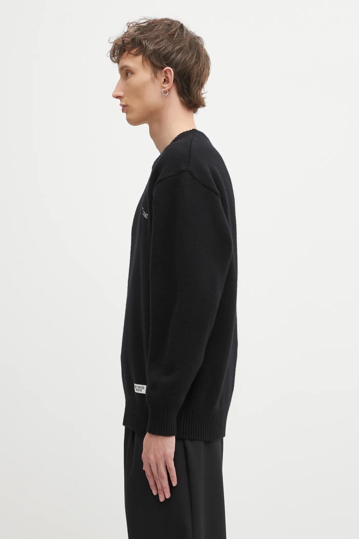 Вълнен пуловер Wacko Maria Classic Crew Neck 25FW.WMK.KN12 черен AW25