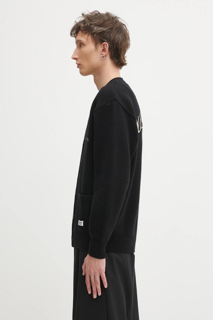 Вълнена жилетка Wacko Maria Classic Cardigan 25FW.WMK.KN13 черен AW25
