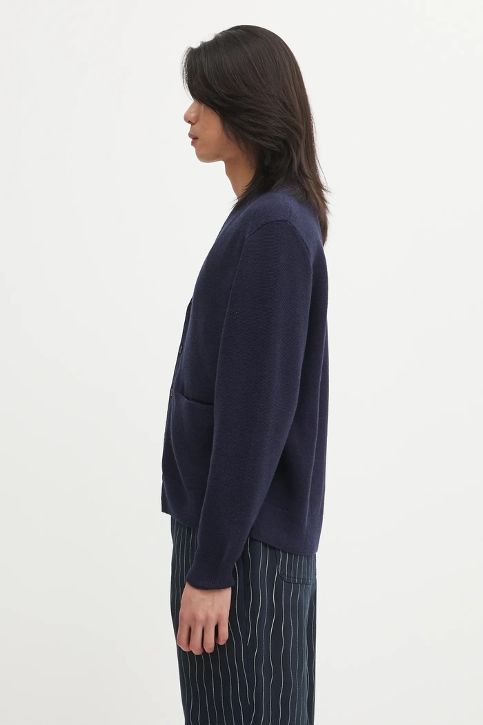 Шерстяной кардиган Visvim SELMER KNIT 125205012007 тёмно-синий AW25