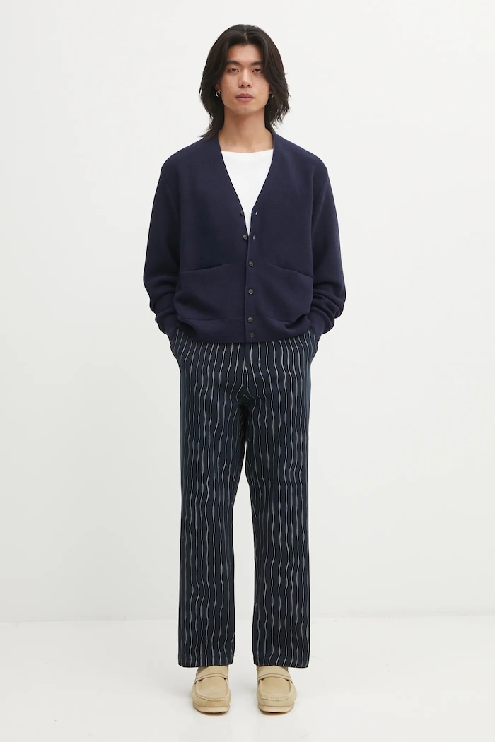 Шерстяной кардиган Visvim SELMER KNIT 125205012007 тёмно-синий