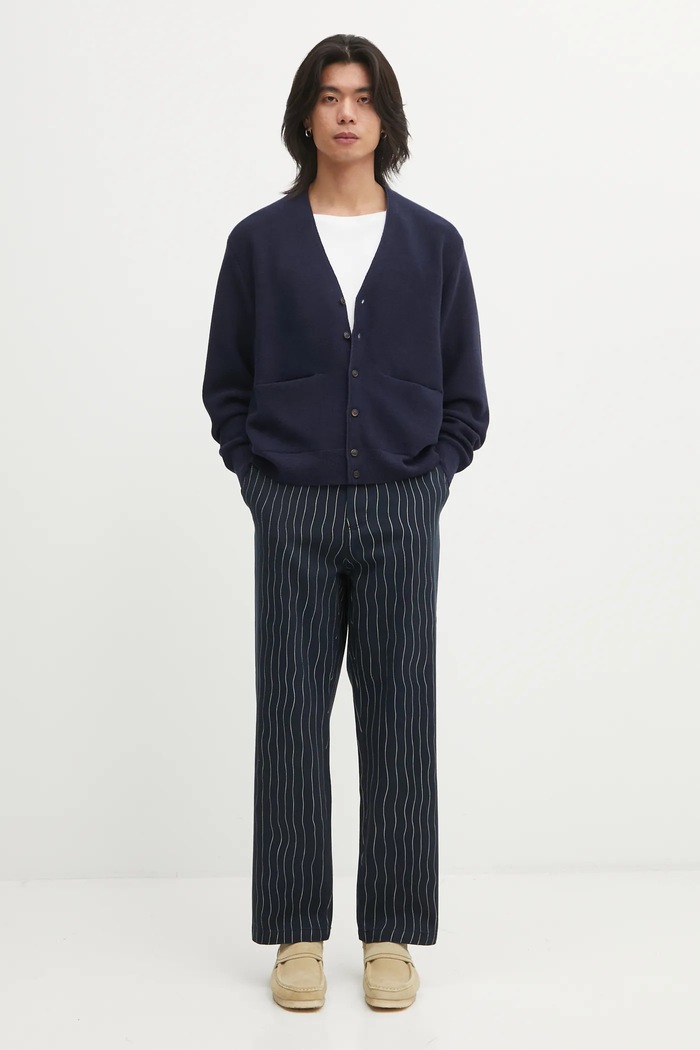 Вовняний кардиган Visvim SELMER KNIT 125205012007 темно-синій
