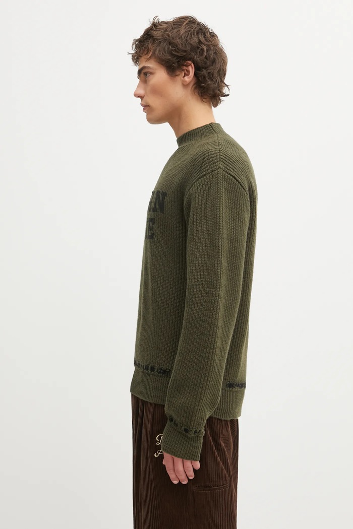 Human Made woolen jumper MOC NECK HM30CS011 green AW25