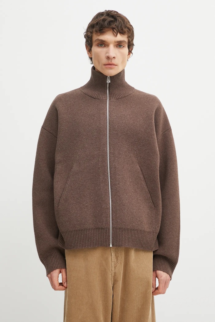Axel Arigato Cardigan with wool blend Core Zip-Up Sweater brown A2143005