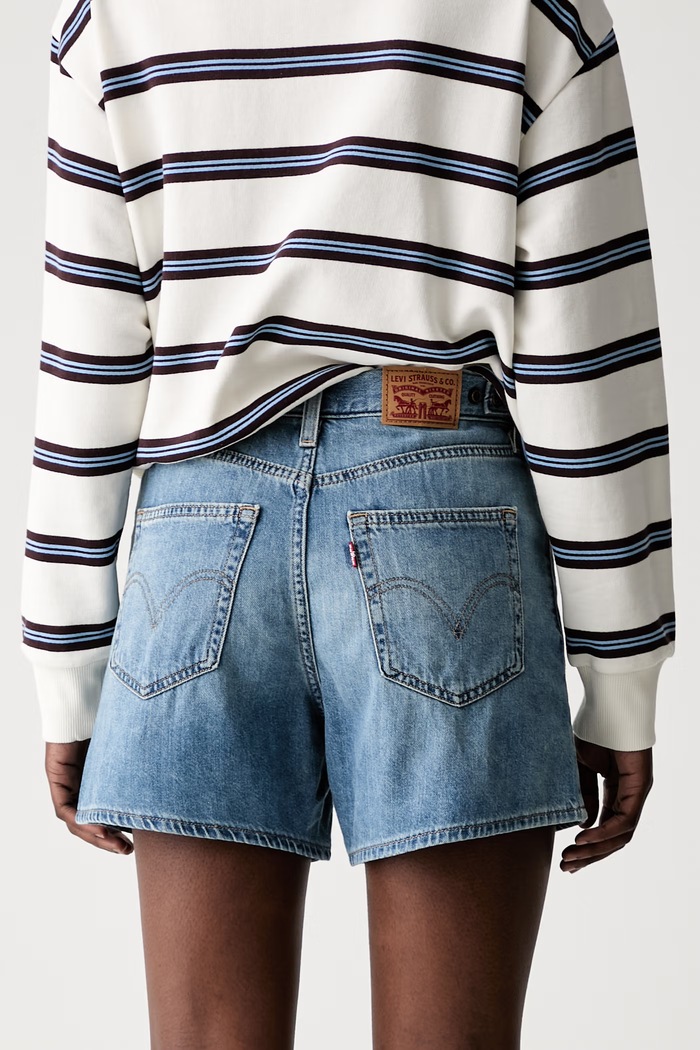 Odzież Levi's szorty damskie jeansowe CINCH MID-THIGH 003KI niebieski