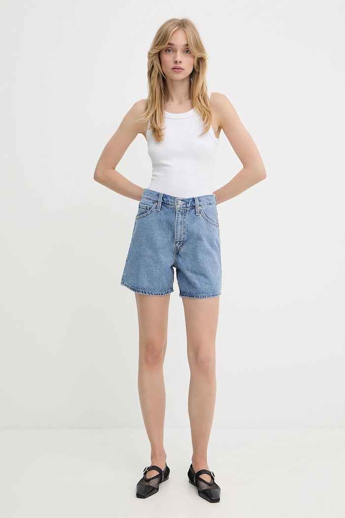 Levi's σορτς γυναικεία ντένιμ CINCH MID-THIGH 003KI μπλε AA00