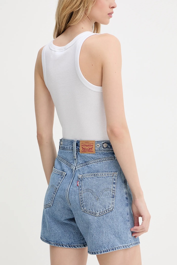 Ρούχα Levi's σορτς γυναικεία ντένιμ CINCH MID-THIGH 003KI μπλε