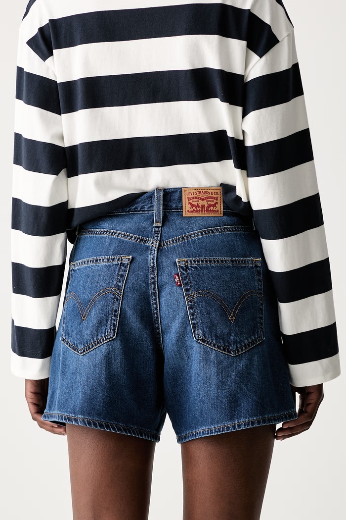 Oblečenie Levi's šortky dámske rifľové CINCH MID-THIGH 003KI modrá