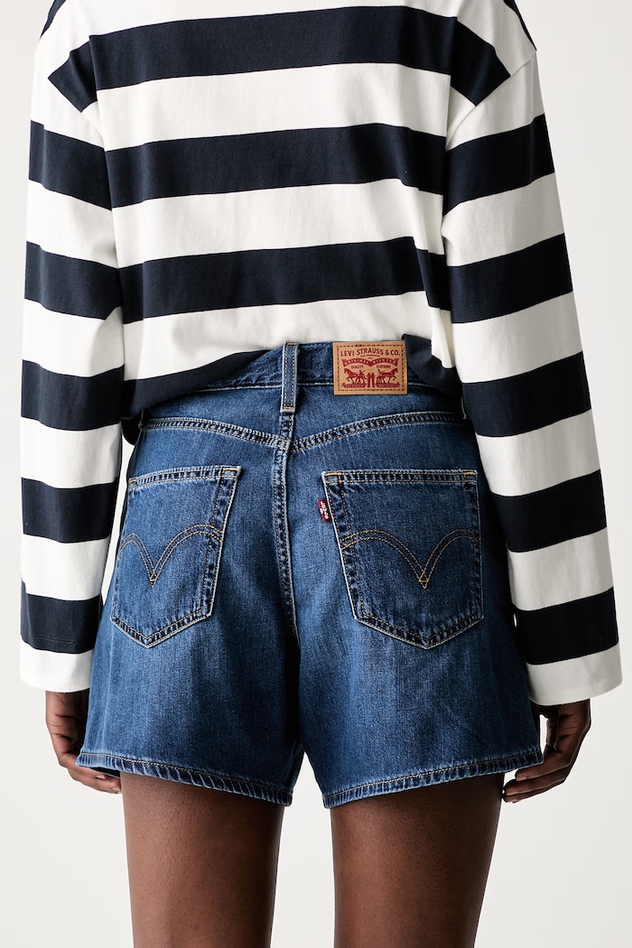 Odzież Levi's szorty damskie jeansowe CINCH MID-THIGH 003KI niebieski