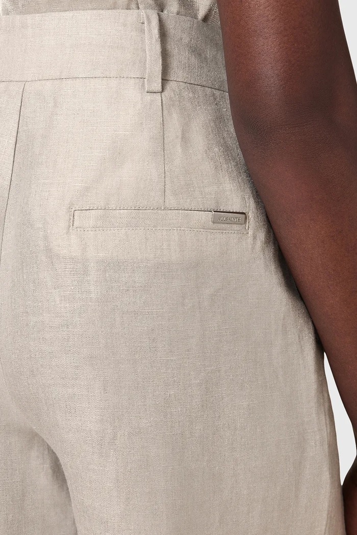 AllSaints szorty lniane AVERIE srebrny W069QC