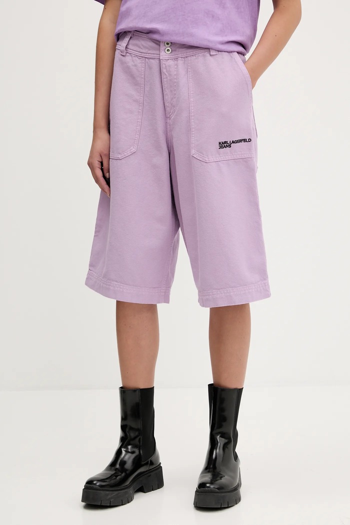 Karl Lagerfeld Jeans szorty jeansowe bawełna fioletowy A3W10127