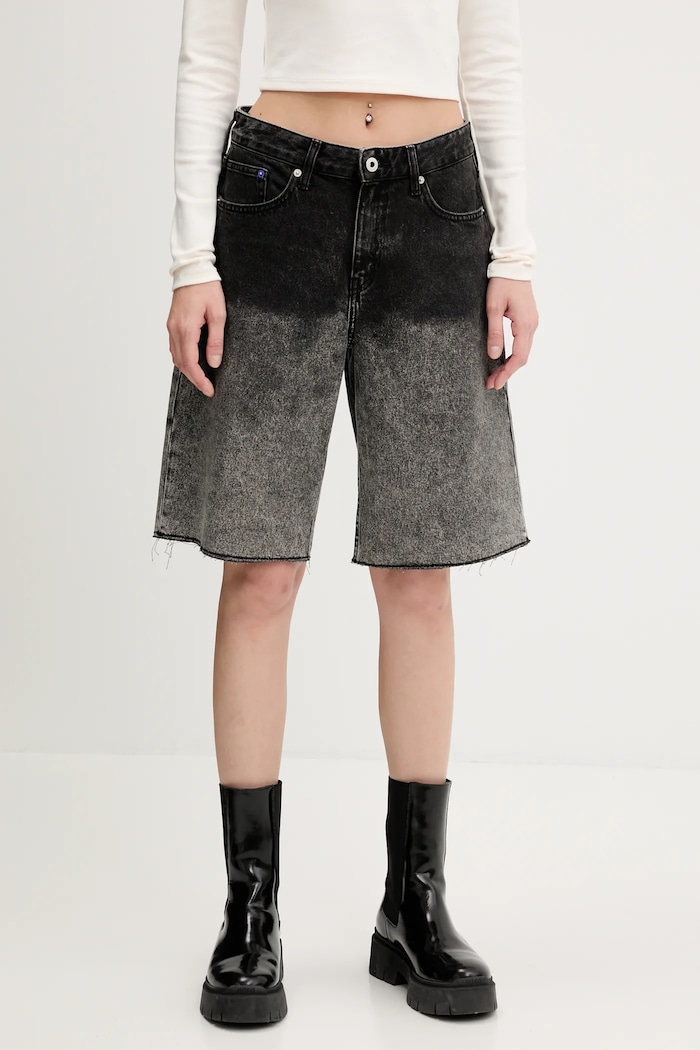 Karl Lagerfeld Jeans pantaloni scurți jeans uni gri A3W10131