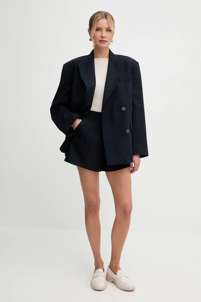 MAX&Co. szorty z dodatkiem wełny 2526146024200 granatowy AW25