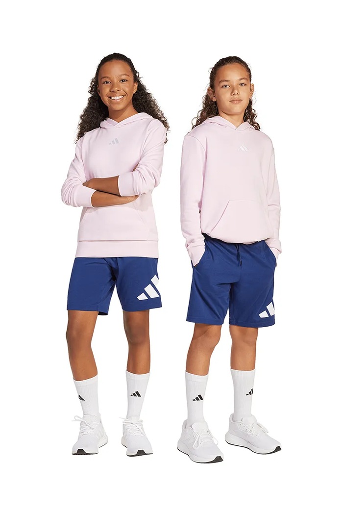 Dětské bavlněné šortky adidas pletenina modrá JD2086