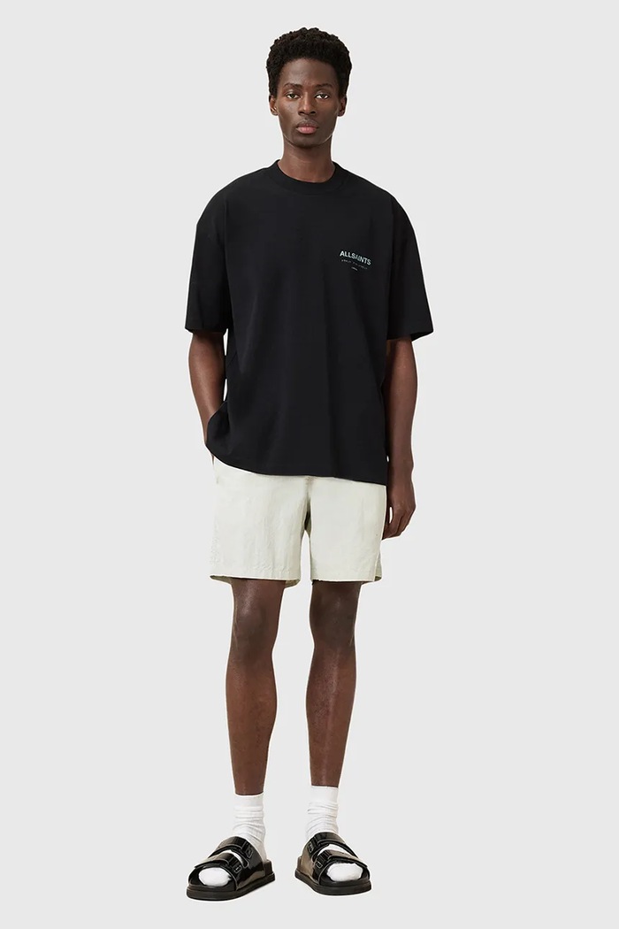 AllSaints fürdőnadrág SOLEIL sima zöld M021WC
