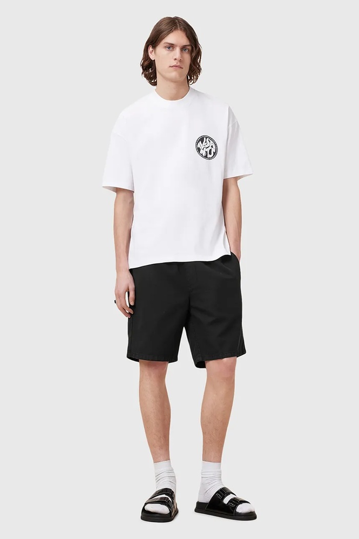 Šortky s příměsí lnu AllSaints HANBURY pletenina černá M022TA