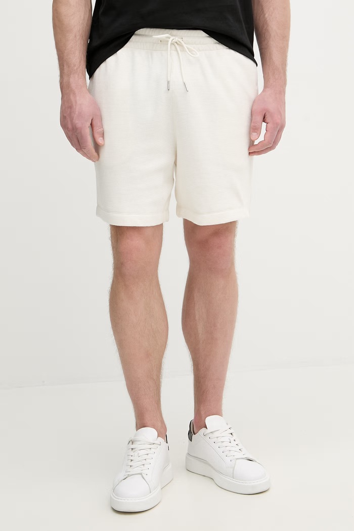 Calvin Klein Jeans teplákové šortky pánske bavlnené béžová LV04RC248G