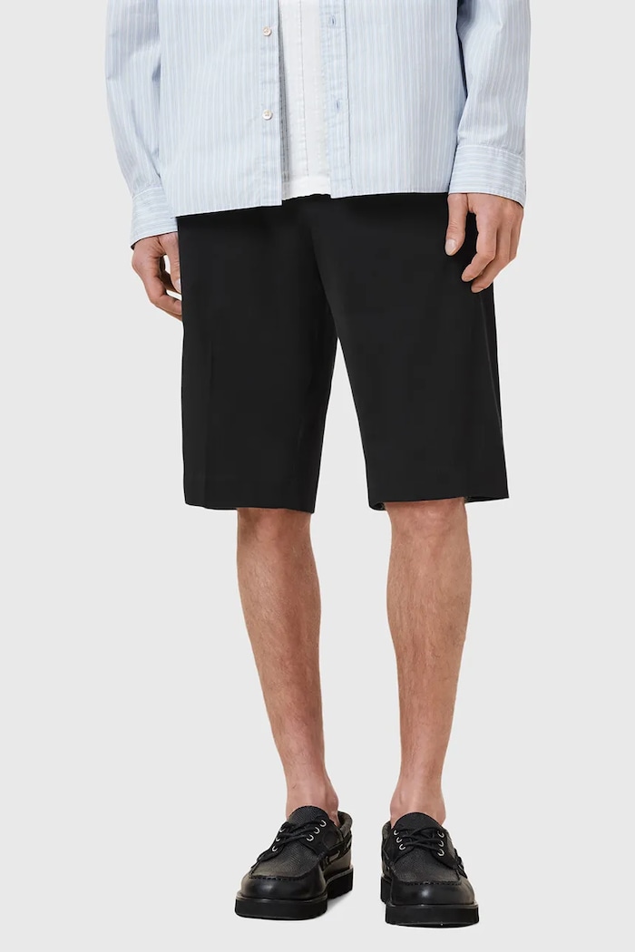 AllSaints pamut rövidnadrág BAY M033QC fekete AW25