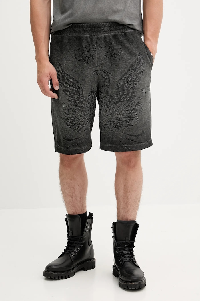 Diesel pantaloni scurți P-CROWDE tricotaj gri A19371.0IKBV