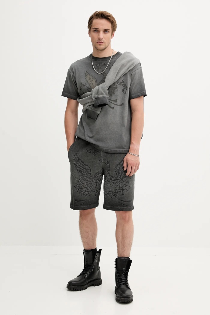 Diesel pantaloni scurți P-CROWDE A19371.0IKBV gri AW25
