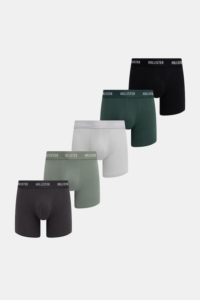 Boxerky Hollister Co. 5-pack pletenina zelená KI314.5024.301
