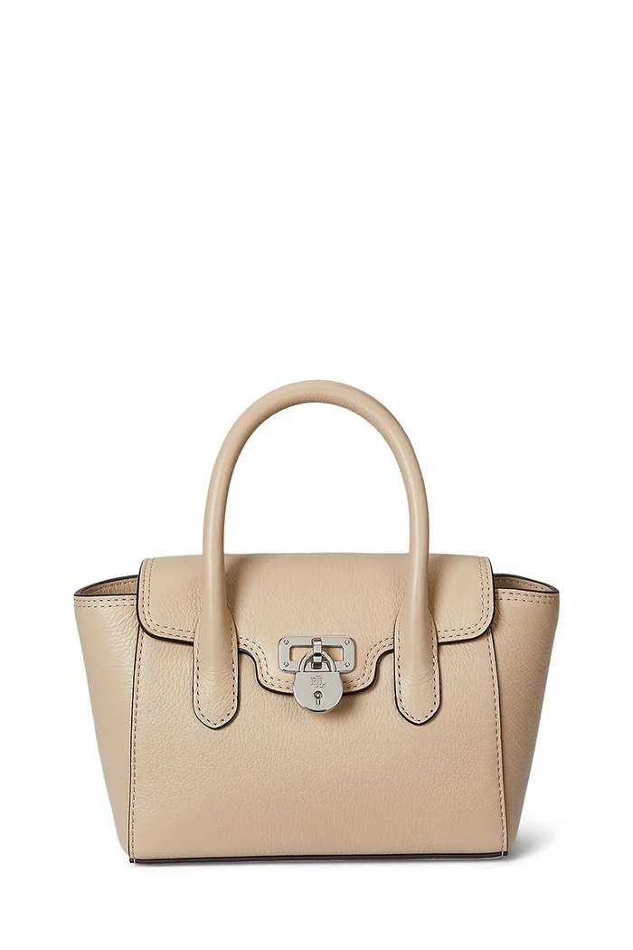 Lauren Ralph Lauren torebka skórzana skóra licowa beżowy 431969349