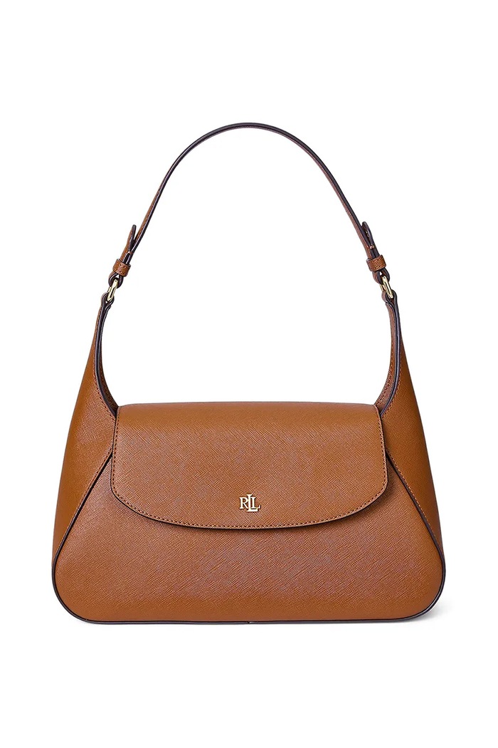 Kožená kabelka Lauren Ralph Lauren usňová koža hnedá 431969364