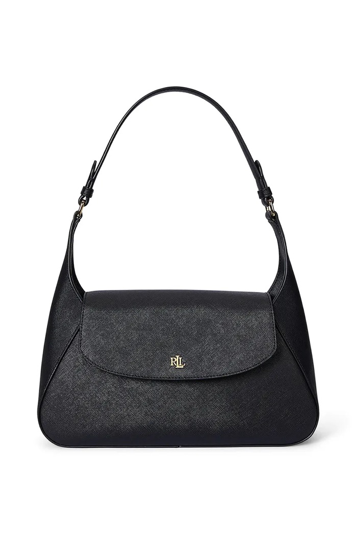 Kožená kabelka Lauren Ralph Lauren usňová koža čierna 431969364