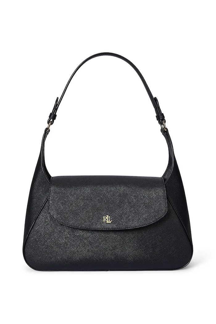Kožená kabelka Lauren Ralph Lauren usňová koža čierna 431969364