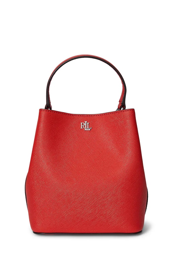 Lauren Ralph Lauren γυναικεία δερμάτινη τσάντα πουγκί λείο δέρμα πορτοκαλί 431969365
