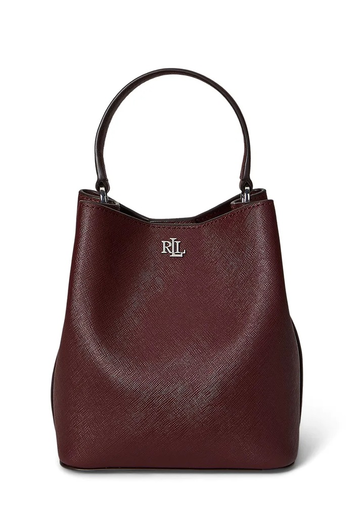 Lauren Ralph Lauren torebka worek damska skórzana skóra licowa bordowy 431969365