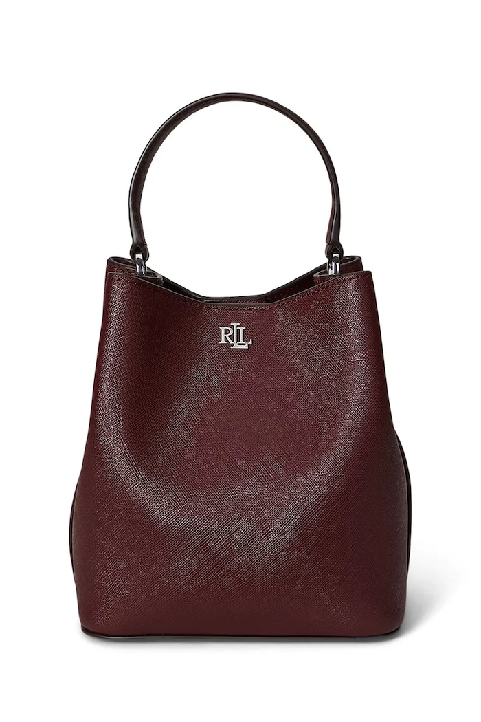 Lauren Ralph Lauren torebka worek damska skórzana skóra licowa bordowy 431969365