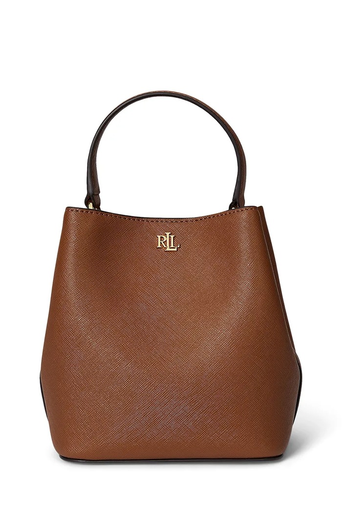 Lauren Ralph Lauren kabelka typu vak dámska kožená usňová koža hnedá 431969365