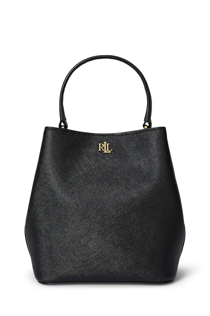 Lauren Ralph Lauren torebka worek damska skórzana skóra licowa czarny 431969365