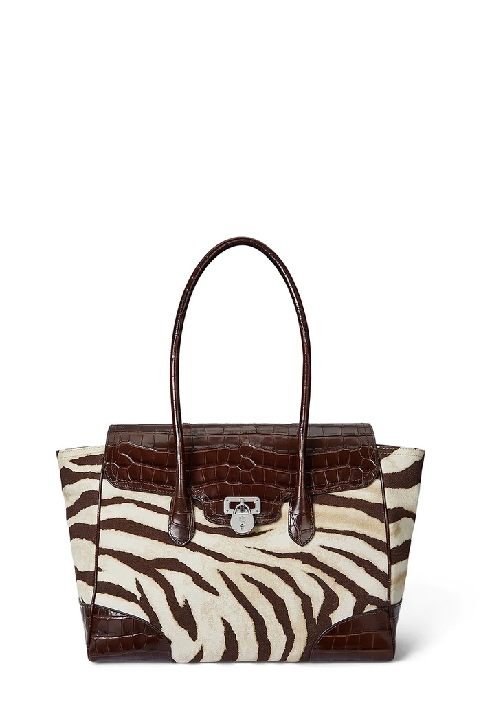 Kabelka Lauren Ralph Lauren vzorovaný hnedá 431969469