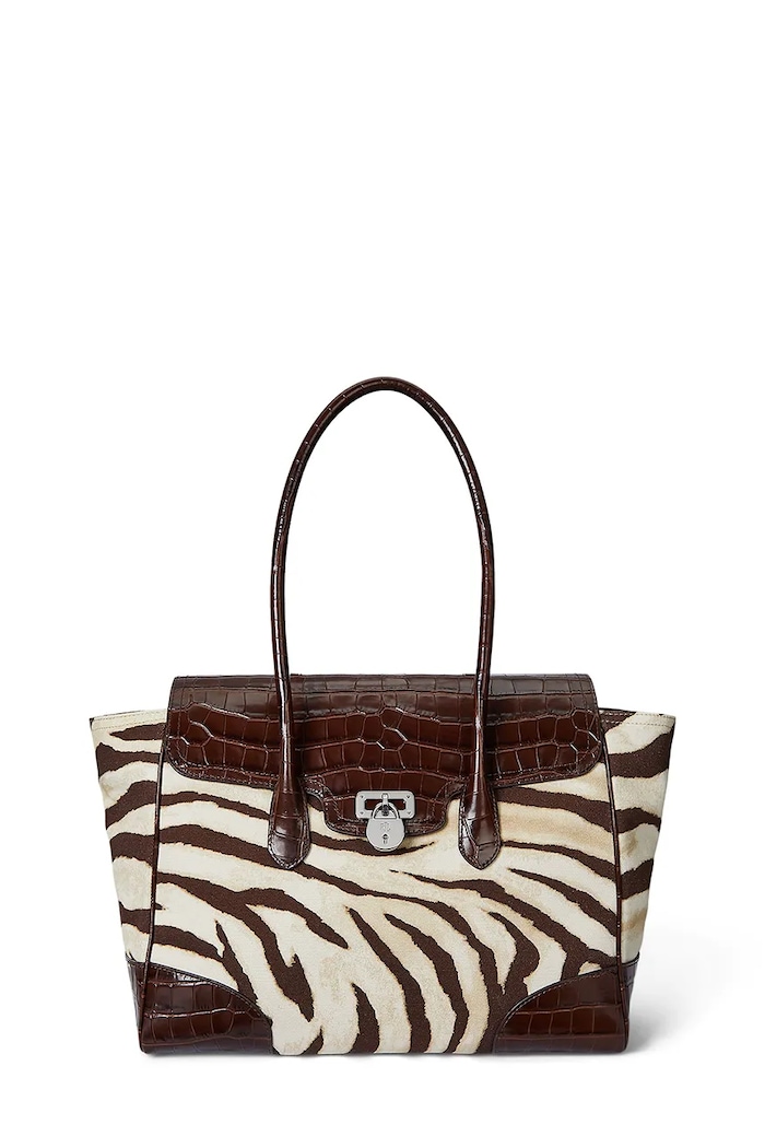 Kabelka Lauren Ralph Lauren vzorovaný hnedá 431969469