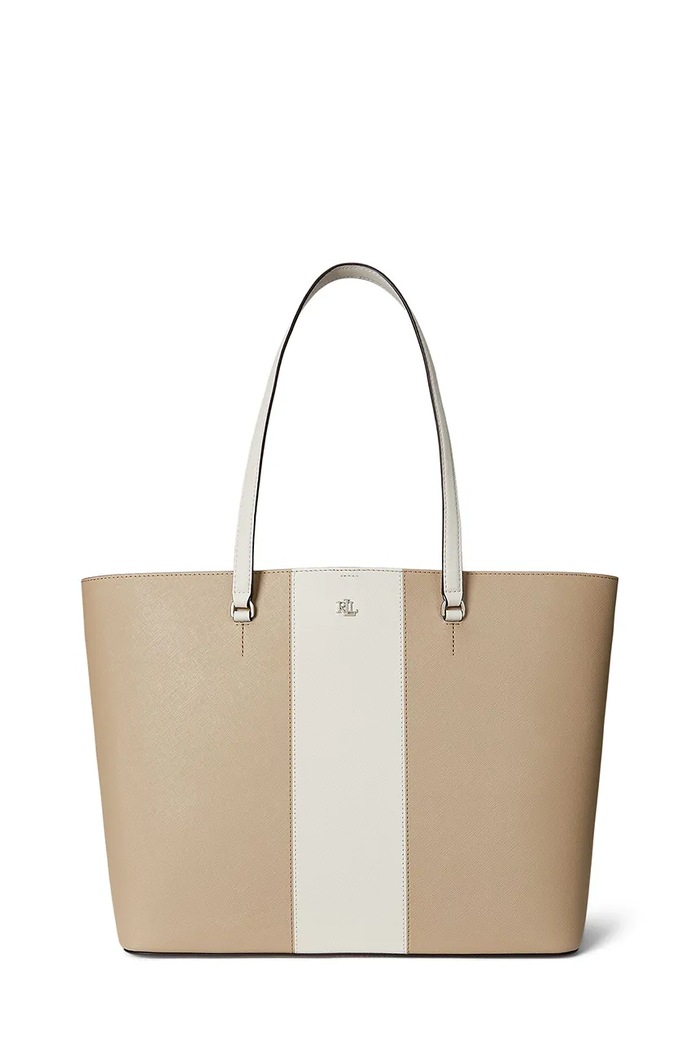 Lauren Ralph Lauren torebka skórzana skóra licowa beżowy 431974511