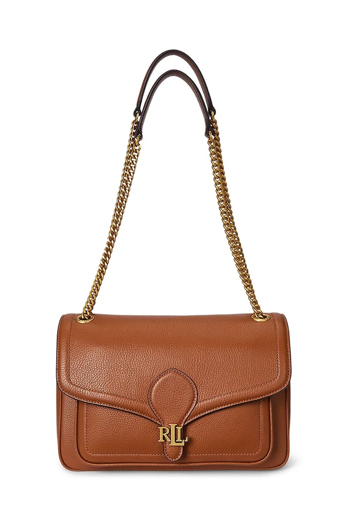 Kožená kabelka Lauren Ralph Lauren usňová koža hnedá 431974551