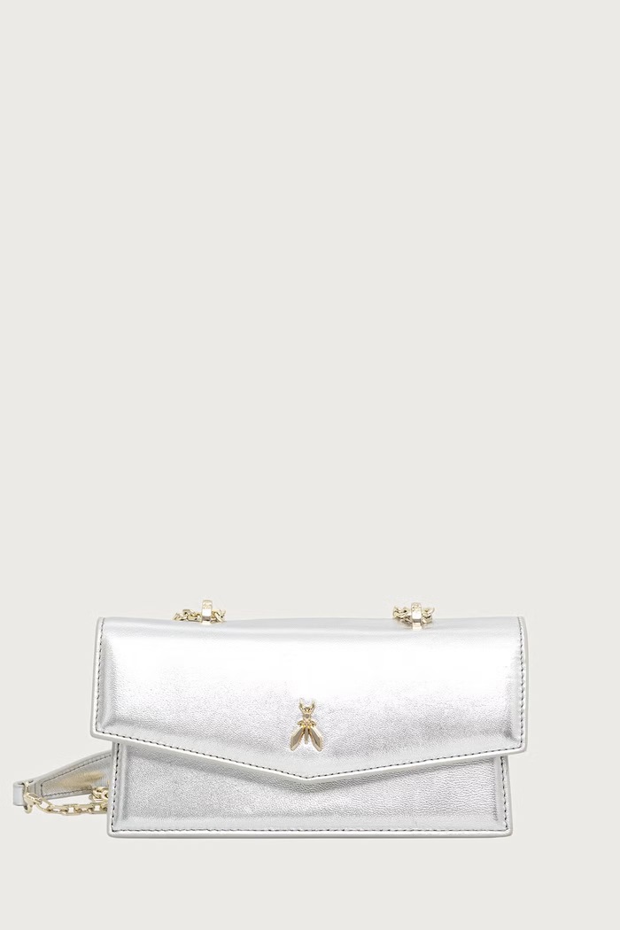 Patrizia Pepe torebka crossbody damska skórzana srebrny 2B0032.L041