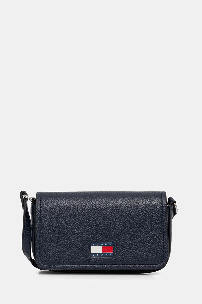 Τσάντα Tommy Jeans λείο δέρμα σκούρο μπλε AW0AW17553