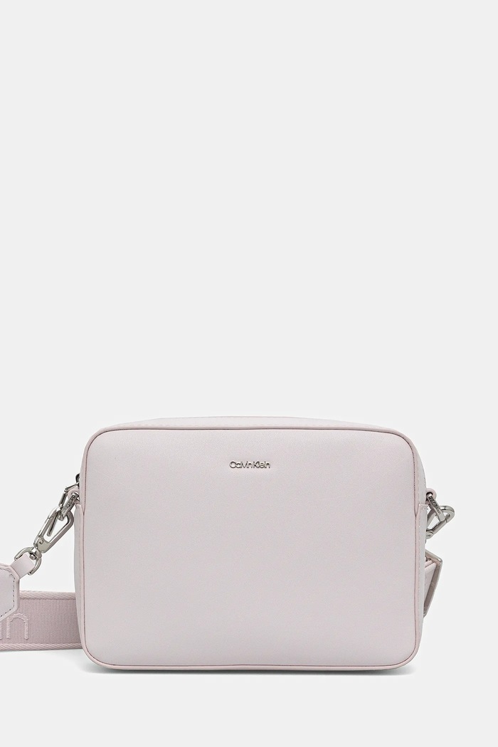 Torba Calvin Klein imitacija zrnate kože roza LV04F3097G
