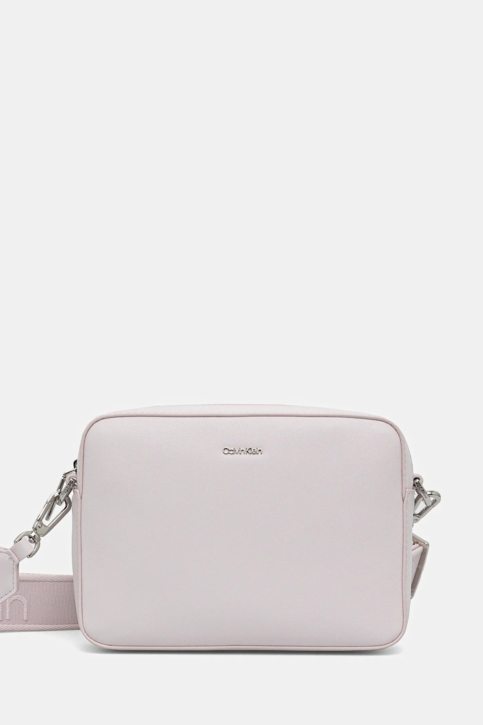 Torba Calvin Klein imitacija zrnate kože roza LV04F3097G