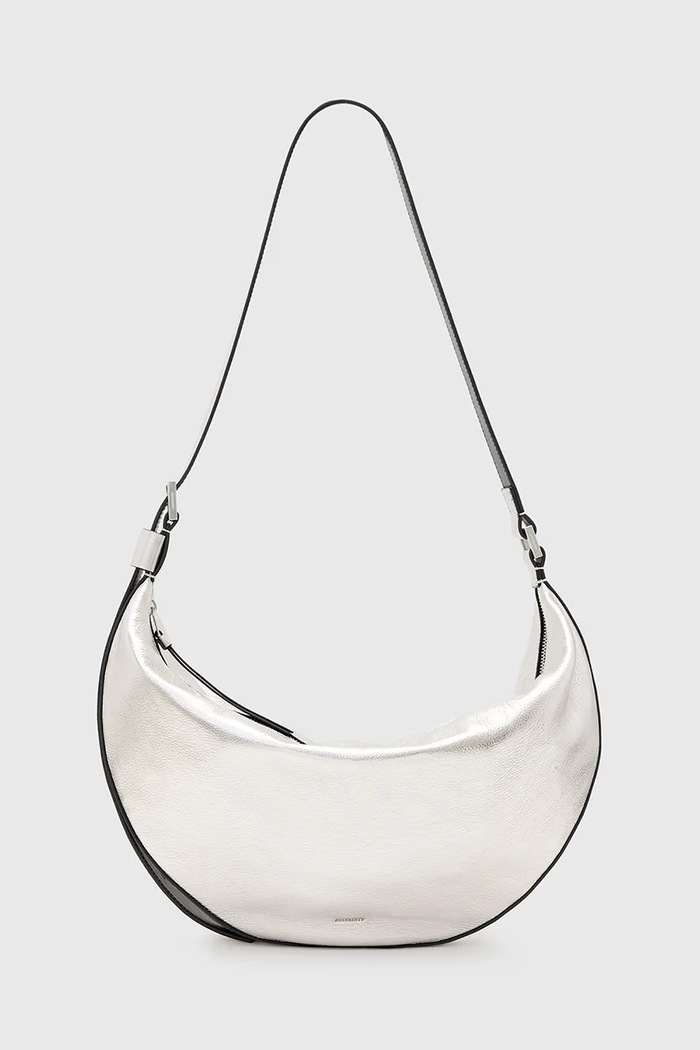 AllSaints Geantă de piele HALF argintiu W336XC