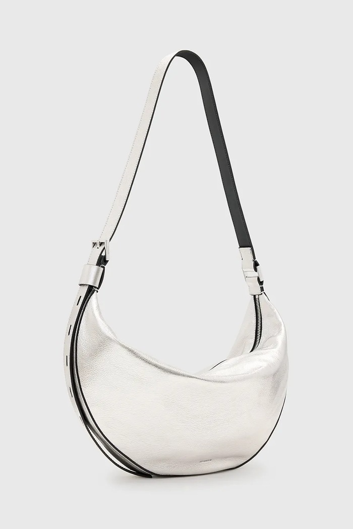 AllSaints Geantă de piele HALF W336XC argintiu AW25