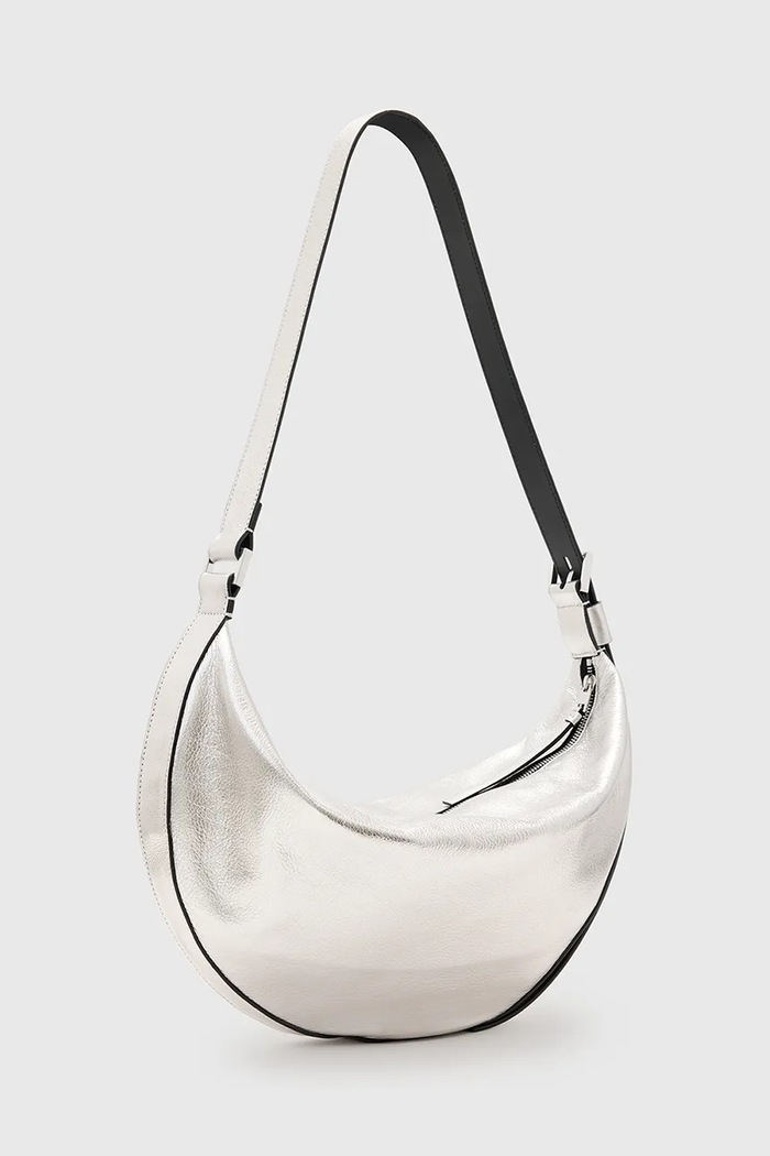 Accesorii AllSaints Geantă de piele HALF W336XC argintiu