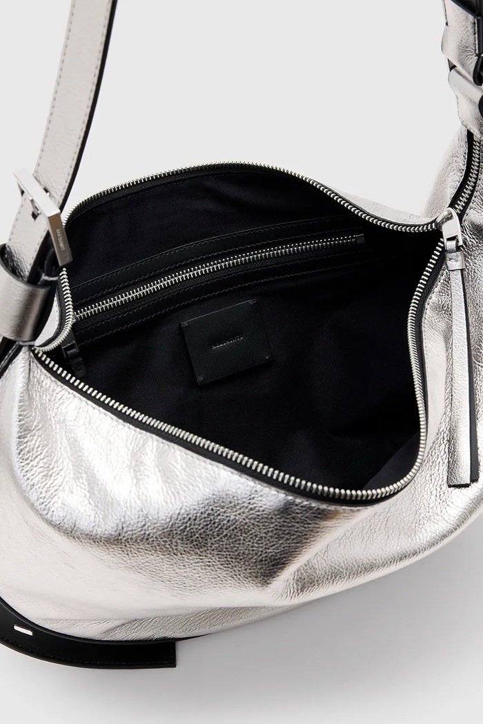 Geantă de piele HALF AllSaints argintiu W336XC