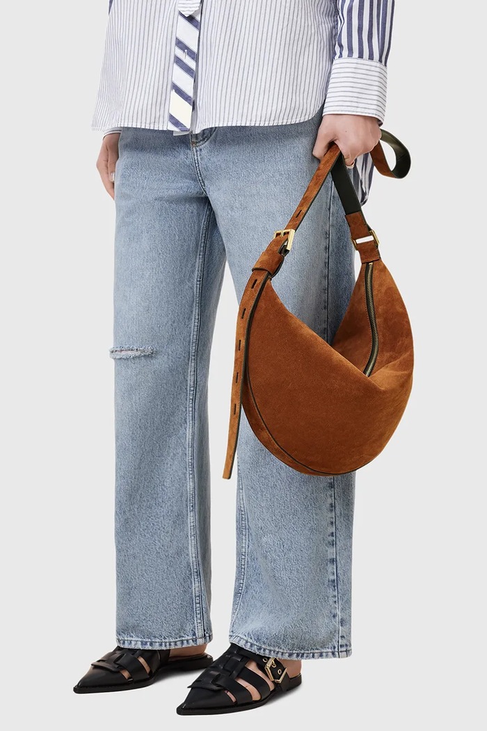 AllSaints torebka zamszowa HALFMOON W337XC